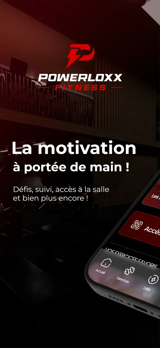 Écran d'accueil de l'application PowerLoxx